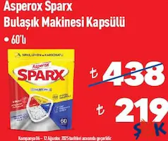ASPEROX SPARX BULAŞIK MAKİNESİ TABLETİ KAPSÜLÜ 60'LI